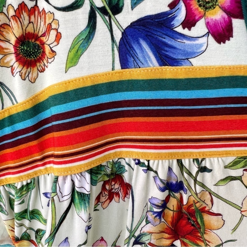 JOHNNY WAS MIDI DRESS MIXED PRINT SHORT SLEEVES SIZE MEDIUM EUC - Picture 10 of 10
